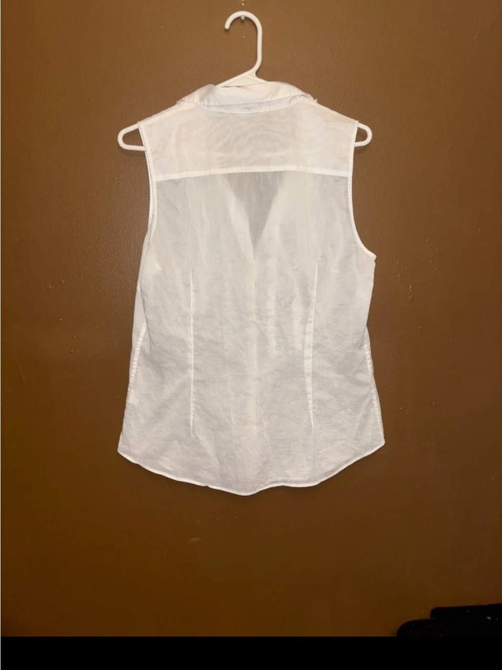 Theory White Sleeveless Lace-Trim Button-Down Shirt - Picture 5 of 5
